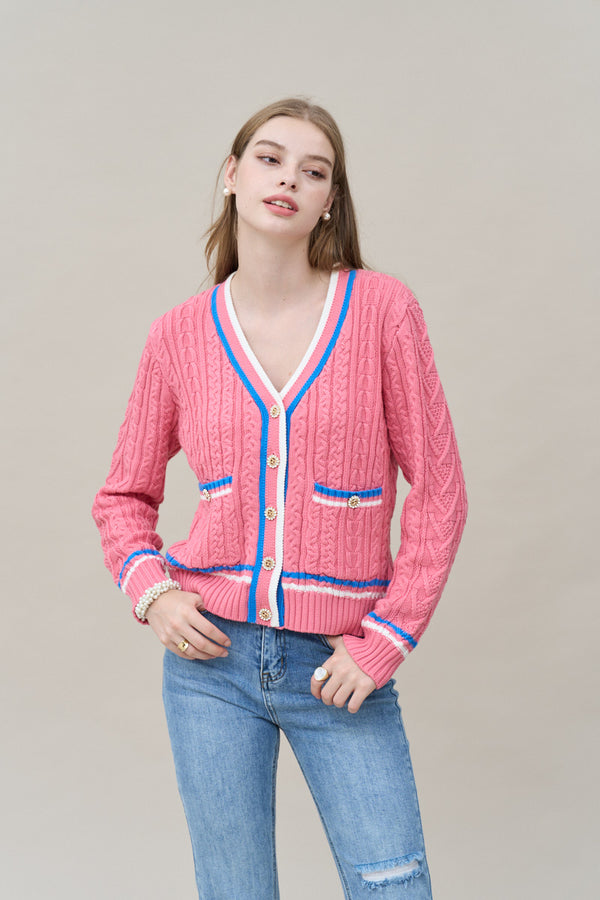 College double line cardigan