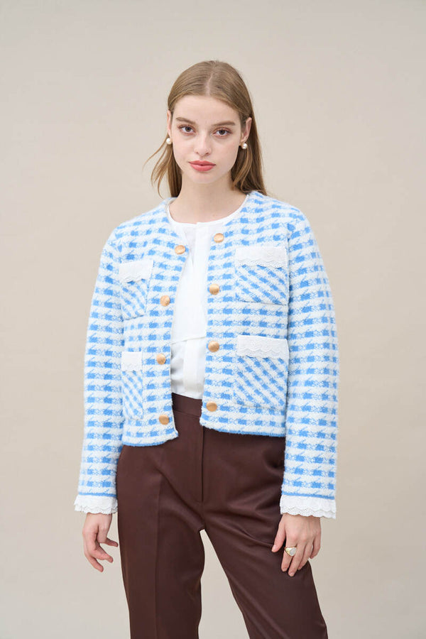 Houndstooth lace jacket