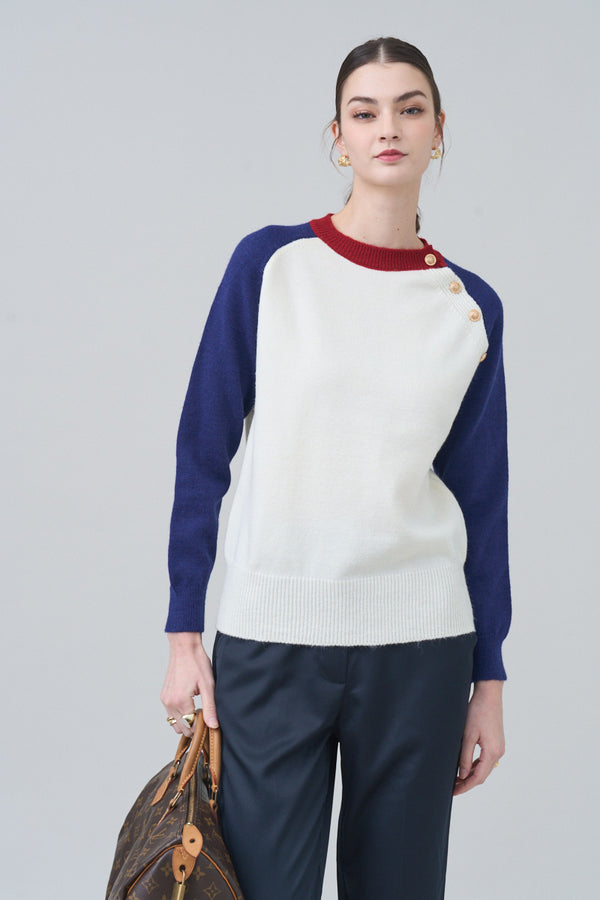 British gold button sweater