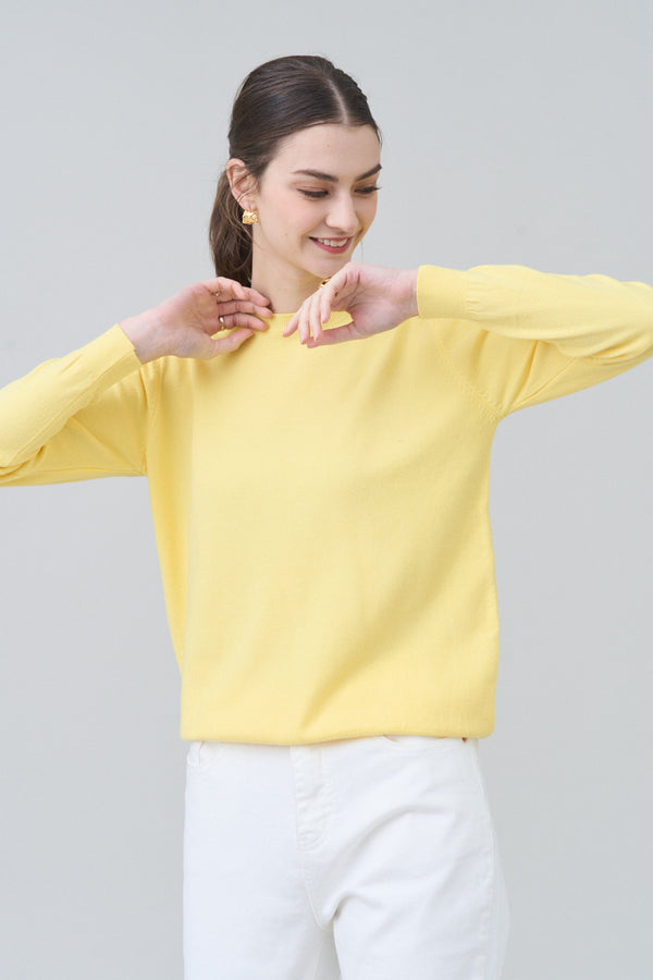 High stretch knitted crew neck top