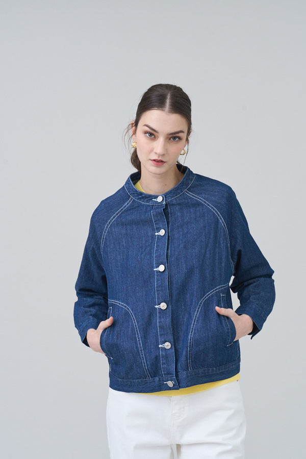 Denim silver button jacket