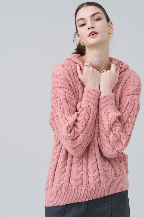 pink thick knit sweater