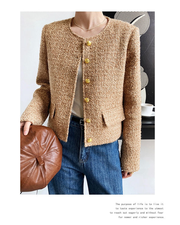 Golden wool tweed jacket