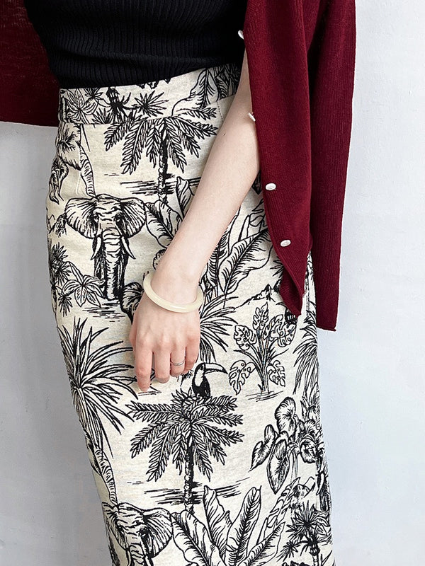 Bali Elephant Jacquard Elegant Skirt