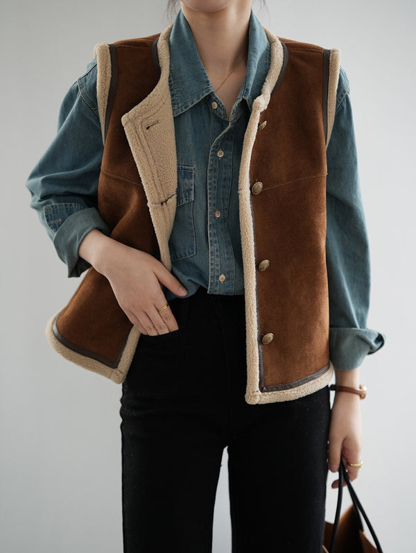 Vintage faux shearling vest