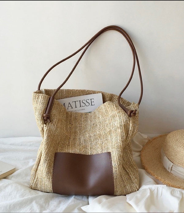 » Linen Leather Bucket Bag (100% off)